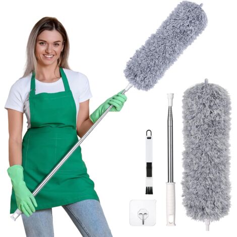 Plumeau Poussière,Plumeau Télescopique,Plumeau Microfibre avec Poignée en Acier Inoxydable,Plumeau Lavable Parfait pour Éliminer la Poussière chez Vous ou dans Votre Voiture,280cm (1/5)