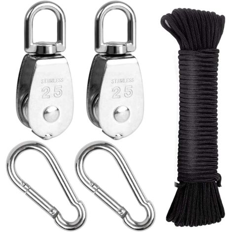 Kit de Poulie en Acier Inoxydable 304,Poulie Simple M25,Poulie de Levage, Poulie pour Cable,Charge 150kg (1/6)