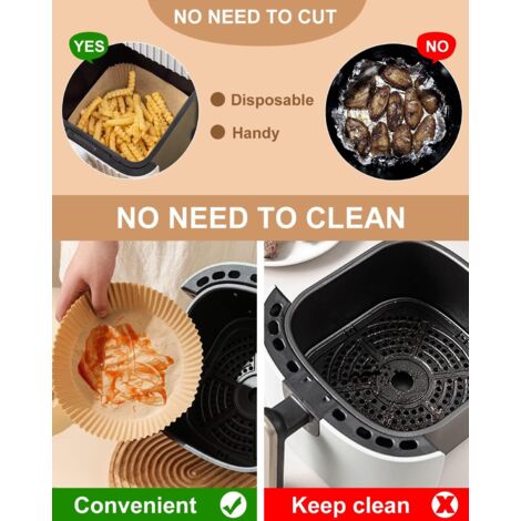 JOPHEK Papier Cuisson Air Fryer 20cm - 100 Feuilles Sulfurisé Carré Anti-Adhésif Pour Friteuse à Air Chaud, Facile à Utiliser Et Nettoyer
