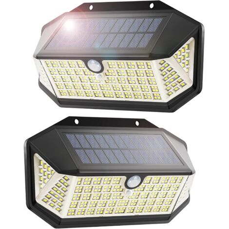 266 LED Lampe Solaire Exterieur, 3 Modes Lumiere Solaire Exterieur,  Eclairage Exterieur Solaire, 220°& IP65 Lampe Solaire Exterieur Detecteur de Mouvement [2 Pièces] (1/5)