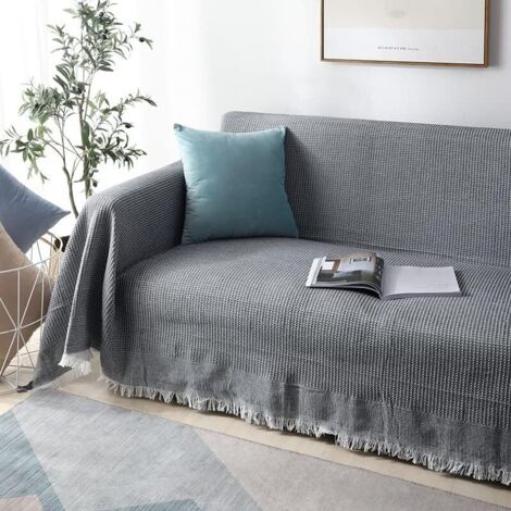 Housse De Canapé Serviette Anti-Poussière Highdi 180x130cm Dark Grey - Protège Chat Chien Anti-Griffe Plush Houndstooth Lavable