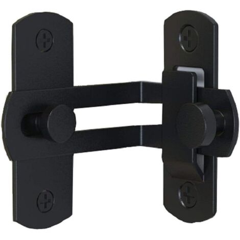 (Noir) Verrou de porte rabattable à 90 degrés Boulon Porte de grange Serrure à angle droit Boucle de porte incurvée (1/5)