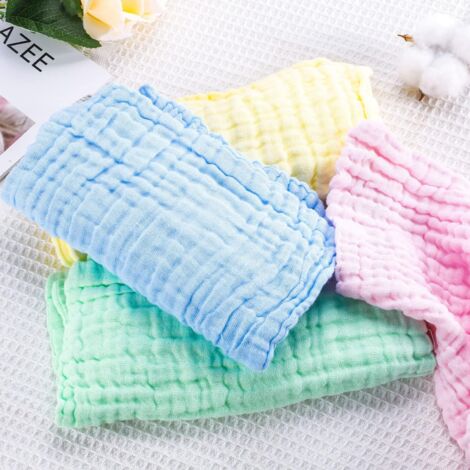 Lot De 8 Débarbouillettes Bébé En Mousseline De Coton - 25x25 Cm - 6 Couches - Extra Douces Et Absorbantes