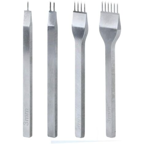 4 Pcs Kit Outils Perforatrice, 3mm DIY Cuir Kit, Outils Perforatrice Artisanat du Cuir Griffe Perforateur, Trou Couture Diamant Laçage, pour Trous de Cuir DIY Artisanat du Cuir (1/5)