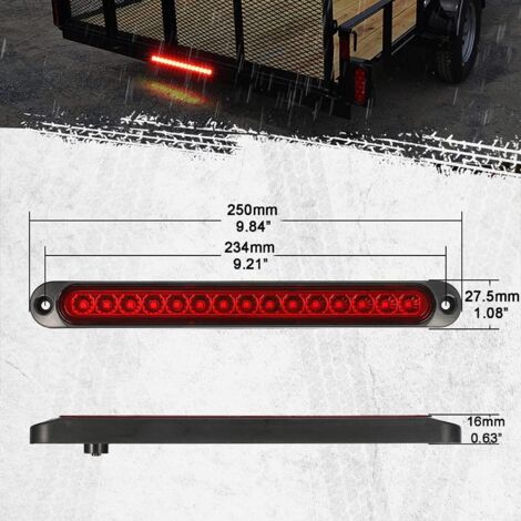 Menibeuty – Lot De 2 Barres De Feu Arrière LED 12-24V – Feux Remorque Étanchés IP67 – Stop, Position, Clignotant – Camion, Caravane, Quad, SUV