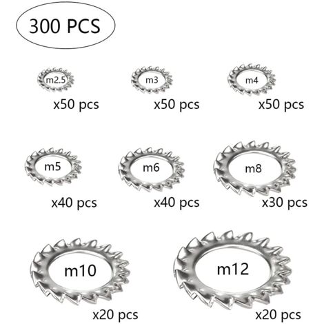 Kit 100 Rondelles M5.5x11.2 Intérieur Dent Clips - Assortiment Fixation Rapide - Pour Bricolage électronique Montage