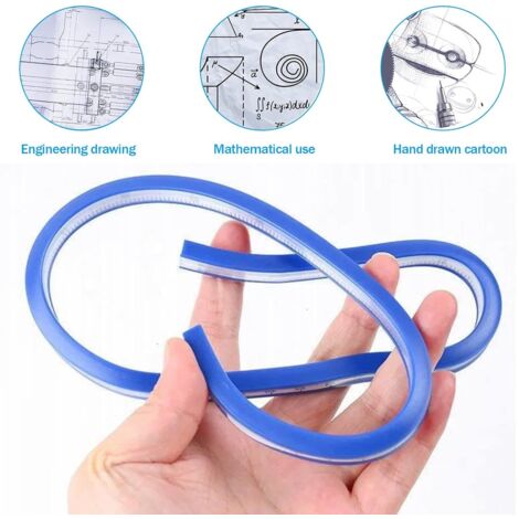Règle Flexible 60 Cm - Règle Courbe En Plastique Souple Avec Noyau Métal - Double Face Cm/pouces Pour Dessin, Couture, Modélisme - 8