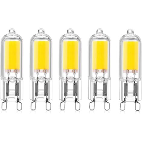 5-pcs 2W G9 Culot Capsules COB LED Ampoule 220V 200 Lumen 10W-20W Ampoule Halogène équivalent pour Lustre Lampe de Bureau Applique Murale Blanc Chaud 3000K [Classe énergétique A++] (1/6)