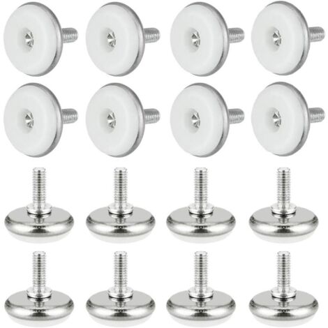 30 PCS Pied Vérin Réglable Pied de Nivellement en Plastique et Métal avec Écrou Pieds Réglables M615 30mm Vis de Réglage Meuble pour Table Meuble Bureau Placard Chaise, Blanc (1/5)