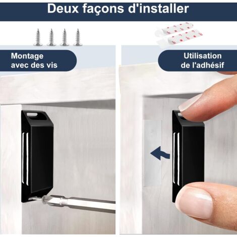 MroMax Lot De 1 Loquet Magnétique De 74 Mm De Longueur Pour Armoires De Cuisine, Salle De Bain, Armoire, Armoire, Armoire, Armoire, Armoire, Armoire Noir