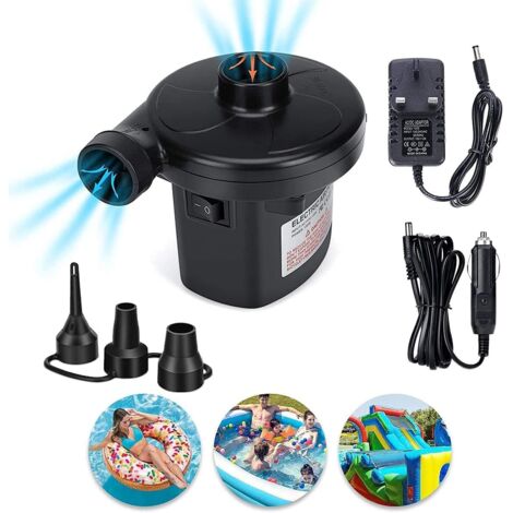 Pompe à air électrique Portable DC 12v / AC 230 240v Gonfleur électrique à Remplissage Rapide Pompe de gonflage d'air pour Matelas d'air Gonflable Coussin de Jouet Piscine Lit Flottant (1/5)