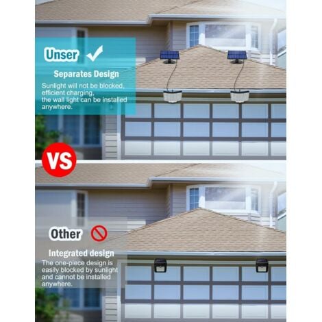 ELEDing Lampes Solaires D'extérieur Super Lumineuses 56 LED Avec Détecteur De Mouvement IP65 étanche Et Angle Rotatif De 0 à 80 Degrés Pour Garage, Terrasse, Jardin, Allée, Cour