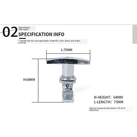 Dioche Serrure En Forme De T Fixation Arrière Serrure De Poignée En T - 7