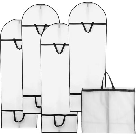 Housse Suspendue Avec Poches Housse De Protection Pour Robe Longue - Anti-poussière, 3 Poches Transparentes - Pour Robe De Mariée Ou Soirée Housse Rangement Robe