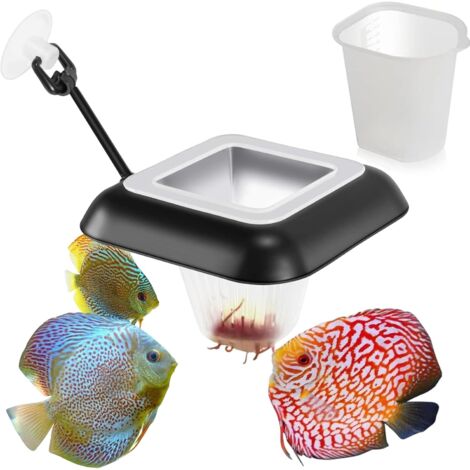 Anneau Flottant Aquarium 3 en 1 Cone Distributeur Nourriture Aquarium Distributeur Nourriture Poisson Accessoire Aquarium pour Poissons Rouges, Cichlidés, Guppys (1/5)
