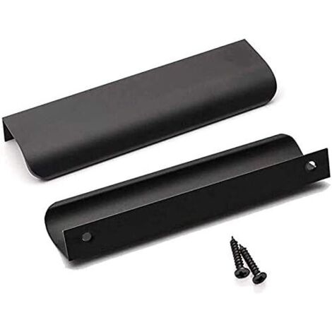 Lot de 5 Poignée Profil Noir Poignee de Meuble Cuisine Noir,Poignée Cuisine Noir Poignée Meuble Noir Mat en Alliage d'Aluminium Entraxe 128mm Longueur 150mm (1/5)