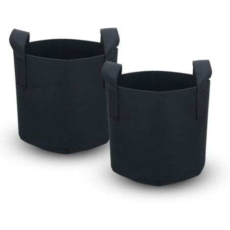 Lot de 2 Sacs de Plantation Non-tissés de 38 litres – 10 gallons – 40 x 30 cm – avec poignées de Transport - pour Jardin, Serre, etc. - Sac de jardinière