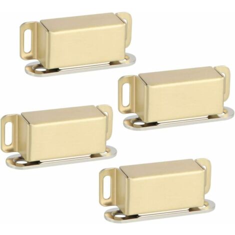 Aimant Porte Placard Loquet Magnétique pour Tirtoirs ou Armoires Fermeture de Porte, Finition Dorée en Acier Inoxydable, 4 Pcs, ECAT001G-4P-FR (1/5)