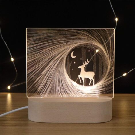 Lot De 3 Socles LED En Bois - Base D'Affichage Lumineuse Rectangulaire Pour Plaques Acryliques Et Verre