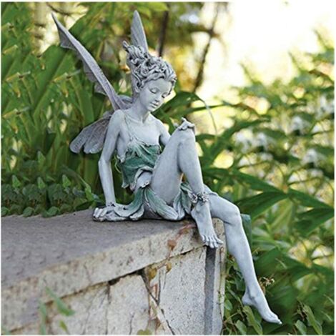 Ersandy – Statue de fée assise en résine 18x5x15 cm – Ornement de jardin décoratif – Pour aménagement paysager et cadeaux d'anniversaire