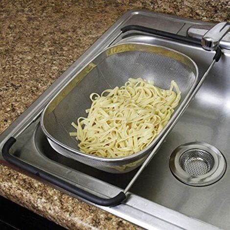 Passoire Pour évier Avec Poignée En Caoutchouc, Passoire En Acier Inoxydable De 6 Litres Passoire à Fruits Avec Base Stable, Passoire Extensible En Métal Pour évier De Cuisine