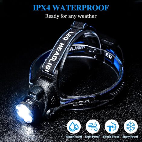 Gritin Lampe Frontale, Lot de 2 Torche Frontale LED Puissante, 3 Modes
