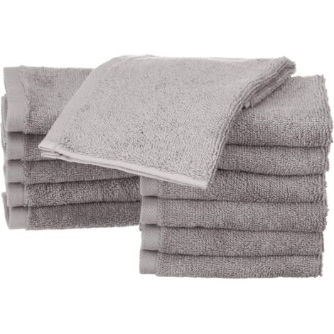 Lot de 12 petites serviettes en coton, Gris (1/4)