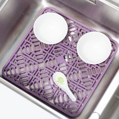 Honseadek Tapis D'Évier De Cuisine En Silicone Flexible - Grille De Protection Antibruit, Antirayures Et Résistante à La Chaleur 260°C, 42x31cm