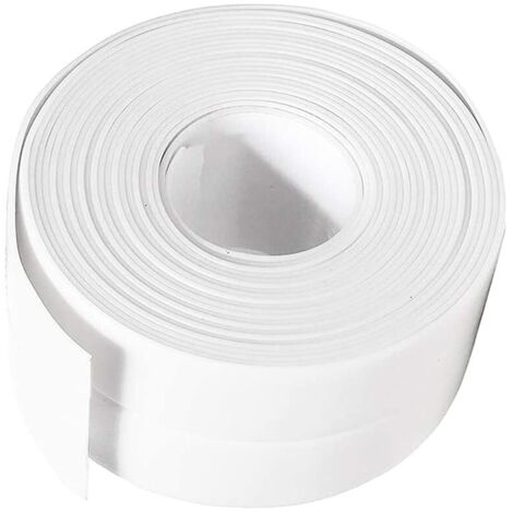 Ersandy – Ruban d'étanchéité autocollant en PVC blanc – Largeur 3.8cm – Pour joints baignoire, douche, évier – Facile à couper et à appliquer