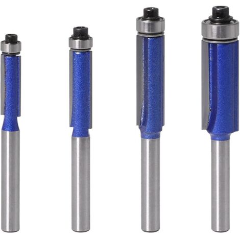 Lot de 4 fraises à affleurer - Tige de 6 mm - Roulements à billes - Fraise à rainurer - Fraise à bois - Fraise à rainurer - Fraise à bois (1/5)
