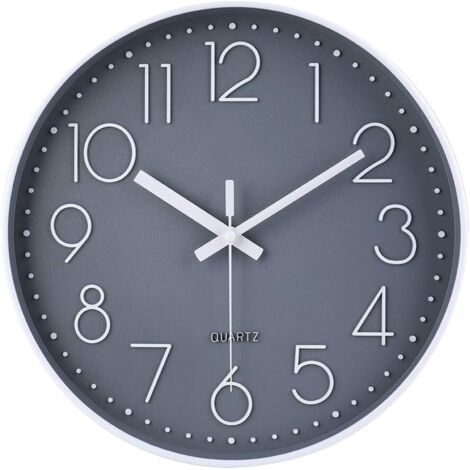Horloge murale silencieuse 30 cm – Mouvement à quartz précis – Design moderne pour chambre, cuisine, salon – Gris – Briday - Gris-30