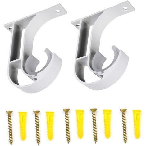 ALI2 Lot De 2 Supports Tringle Penderie Acier Inoxydable 32mm - Fixation Rideaux Et Armoires Argent