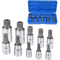 Lot de 10 douilles à cannelure M4 – M18 Torx – Ensemble de douilles carrées triple avec étui de rangement
