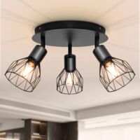 NOLUXA Plafonnier Industriel Spots et Rails de Spots Noir, Rampe Spot avec Douille E14, Barre de Spot 40W sans Ampoules