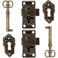 2 Pcs Serrure De Porte D'Armoire Antique Serrure Meubles Verrous Pour Placards DéCoratifs Serrure Avec Clé Trou De Serrure Pour BoîTe En Bois Bijoux Anciens Maquillage Valise Tiroir De Meubles