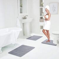 JOYART Ensemble de 3 tapis de bain en mousse à mémoire de forme 50 x 80 cm + 60 x 40 cm et en forme de U 60 x 50 cm pour JOYART Ensemble de 3 tapis de bain en mousse à mémoire de forme 50 x 80 cm + 60 x 40 cm et en forme de U 60 x 50 cm pour