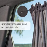 Pare-Soleil Voiture Bébé XXL Zamboo 68x50 Cm - Rideau Occultant Avec Ventouses - Gris