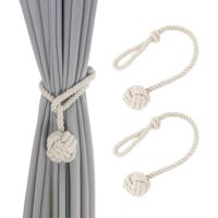 Embrasses De Rideaux Boho - Motif Branche Et Fleurs - Corde De 45 Cm - Sans Perçage - Pour Salon Et Chambre - 6