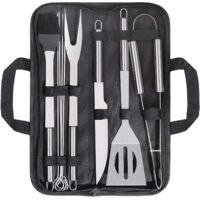 Ustensiles Barbecue, 9 Pièces Kit Barbecue Acier Inoxydable, Kit Barbecue Outil de Barbecue en Acier Inoxydable Ustensiles de Barbecue pour Grillades, Acier Inoxydable Outil de Barbecue