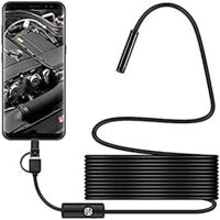 Ersandy – Caméra d'inspection USB C étanche 2.0 MP IP67 – Câble semi-rigide 5m – 6 lumières LED réglables – Rotation 360° pour zones inaccessibles