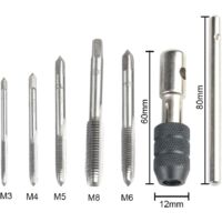 5 pcs Tarauds à Goujure Droite Assortiment M3, M4, M5, M6, M8 en Acier HSS Revêtement Titane Outil de Taraudage pour Filet Rapporté,Tarauds Taraudés Métriques Vis Robinet Roulement en Acier