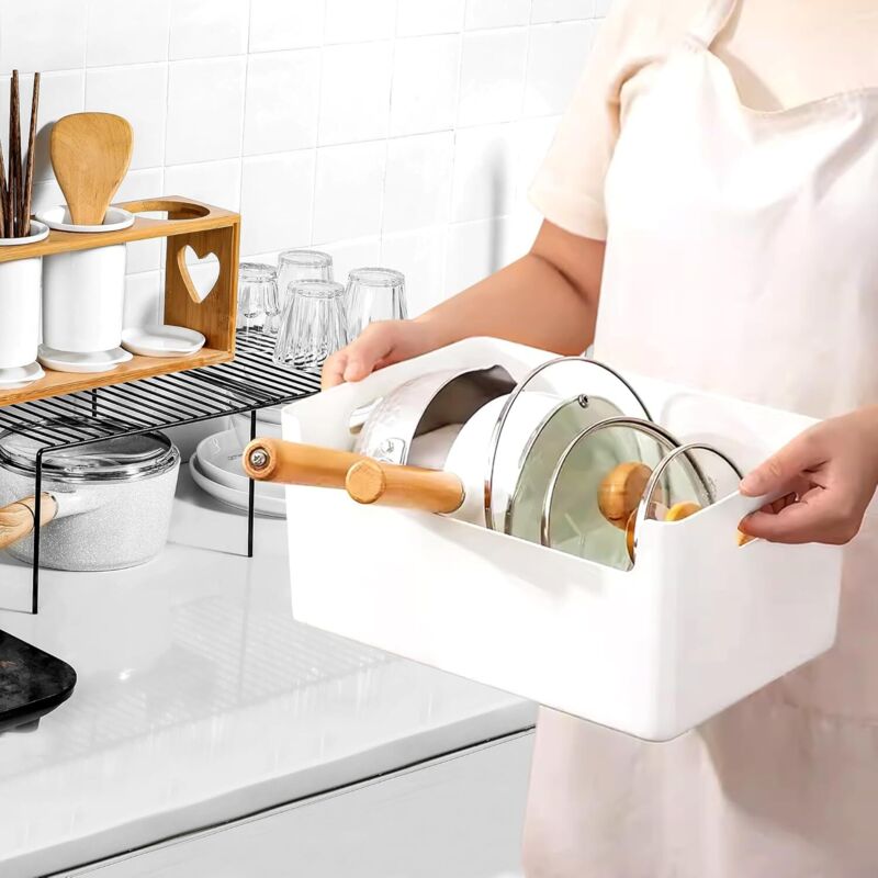 YUNSHANGHE Lot De 10 Boîtes De Rangement Plastique Avec Poignées 24x17x10 Cm - Blanc Organisation Cuisine Et Bureau