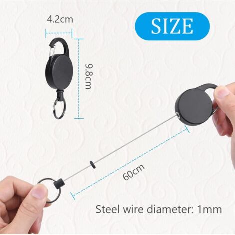 Porte badge enrouleur, 2 pièces porte-clés retractable enrouleur badge extensibles porte clef retractable porte badge 80cm pour les travailleurs en extérieur