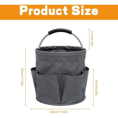 Organisateur De Produits De Nettoyage Pliable Avec Poignée - Panier Universel 6 Poches Diamètre 28cm (Noir)