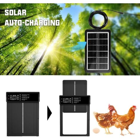 Porte Poulailler Automatique Solaire Aluminium - Avec Minuterie, Capteur Lumière Et Télécommande