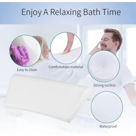Oreiller De Bain Confortable Rose – Coussin Baignoire Ergonomique Avec Ventouses, Soutien Tête, Cou & Dos Pour Spa Et Détente