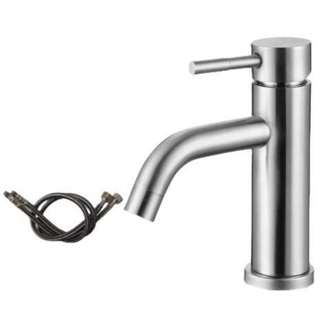 Robinet Salle De Bain Blanc Mat - Mitigeur Lavabo Monocommande Acier Inoxydable - Cartouche Céramique & Mousseur Remplaçable