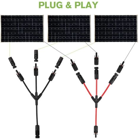 Connecteurs Solaires Y Type 6mm² - Kit Y3/Y2 Étanche IP67 Pour Panneaux Photovoltaïques En Parallèle