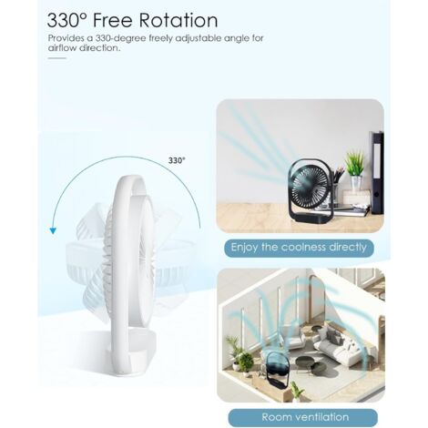 Ventilateur Portable, Rechargeable Par USB, 5 Vitesses Avec Base Batterie 4200 Mah Pliable Pour Bureau Et Exterieur Vert 90377088