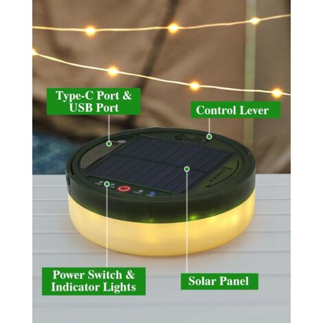 Guirlande lumineuse d'extérieur 6 en 1 étanche portable avec 8 modes d'éclairage (12,2 m